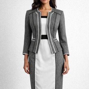White House Black Market Gray Blazer with White Accents